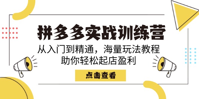 （14392期）拼多多实战训练营，从入门到精通，海量玩法教程，助你轻松起店盈利-小白项目网