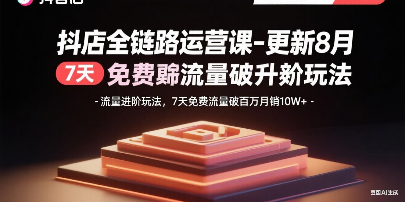 抖店全链路运营课-更新8月：流量进阶玩法，7天免费流量破百万月销10W+-小白项目网
