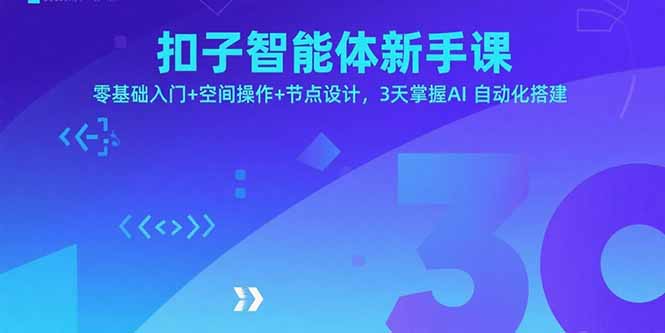 扣子智能体新手课，零基础入门+空间操作+节点设计，3天掌握AI自动化搭建-小白项目网