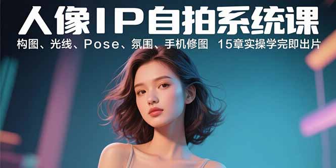 人像IP自拍系统课：构图、光线、Pose、氛围、手机修图 15章实操学完即出片-小白项目网
