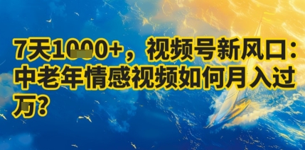 7天收益1k+，视频号新风口：中老年情感视频如何月入过W?-小白项目网