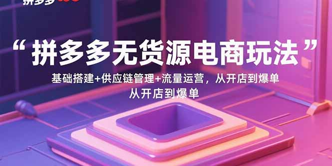 拼多多无货源电商玩法：基础搭建+供应链管理+流量运营，从开店到爆单-小白项目网