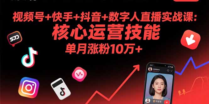 视频号+快手+抖音+数字人直播实战课(9月-小白项目网