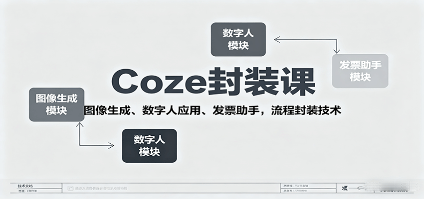 Coze封装课，图像生成、数字人应用、发票助手，流程封装技术-小白项目网