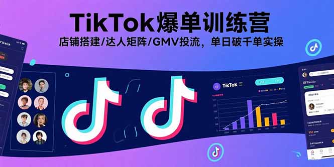 TikTok爆单训练营，店铺搭建/达人矩阵/GMV投流，单日破千单实操-小白项目网