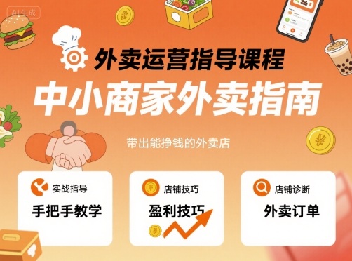 外卖运营指导课程，中小商家外卖指南，手把手带出能挣钱的外卖店-小白项目网