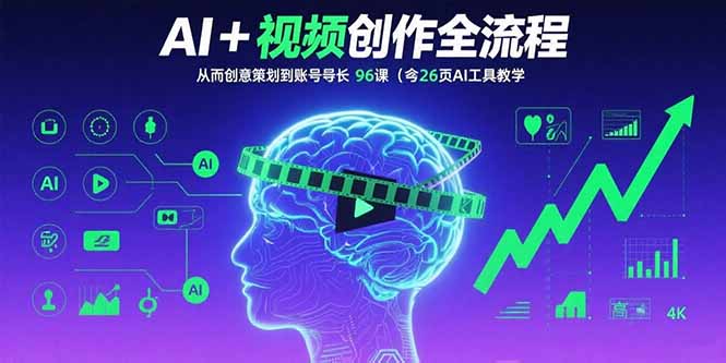 AI+短视频创作全流程：从创意策划到账号增长，96节课(含26项AI工具教学-小白项目网