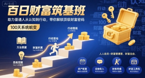 百日财富筑基班，助力普通人从认知到行动，带你解锁顶级财富密码-小白项目网