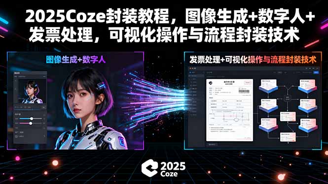 2025Coze封装教程，图像生成+数字人+发票处理，可视化操作与流程封装技术-小白项目网