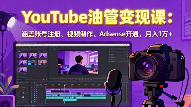 2025YouTube油管变现课：涵盖账号注册、视频制作、Adsense开通，月入1万+-小白项目网