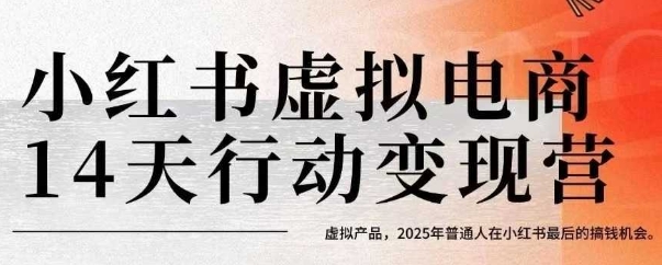 小红书虚拟电商14天变现训练营，虚拟产品，2025年普通人在小红书最后的搞钱机会(更新)-小白项目网