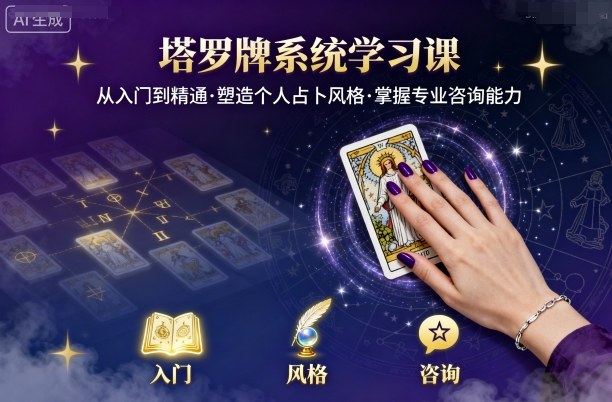 塔罗牌系统学习课，助你从入门到精通，塑造个人占卜风格，掌握专业咨询能力-小白项目网