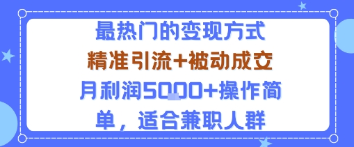 小众赛道玩法：当下最热门的变现方式，精准引流+被动成交月利润5k+操作简单，适合兼职人群-小白项目网