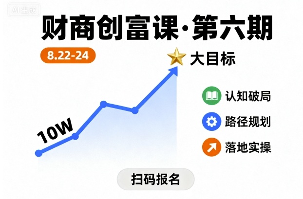 财商创富课第六期8月22-24号，如何从10W起步，一步步实现大目标-小白项目网