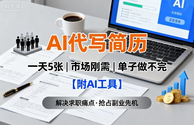 AI代写简历，一天5张，今年找工作难，市场刚需，单子做不完【附AI工具】-小白项目网
