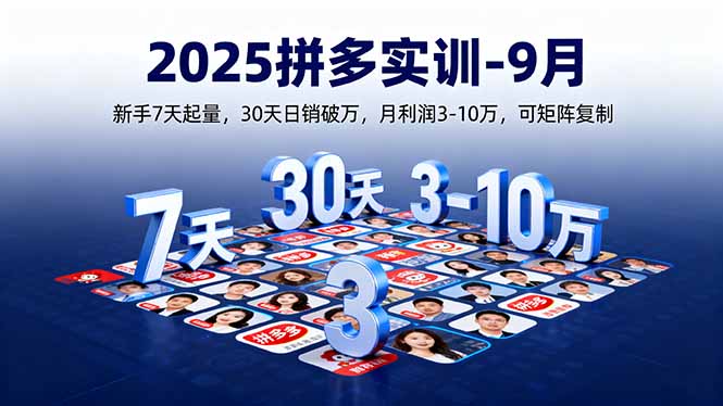 2025拼多多实训-9月：新手7天起量,30天日销破万,月利润3-10万,可矩阵复制-小白项目网