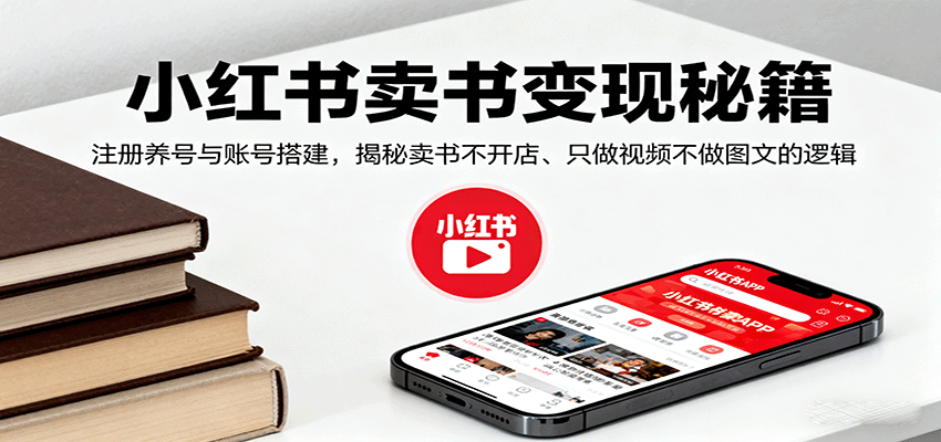 小红书卖书变现秘籍，注册养号与账号搭建，揭秘卖书不开店、只做视频不做图文的逻辑-小白项目网