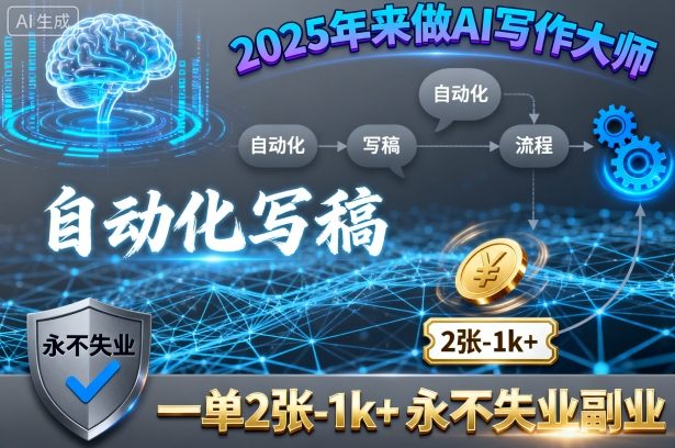 2025年来做AI写作大师，自动化写稿，一单2张-1k+，永不失业副业-小白项目网