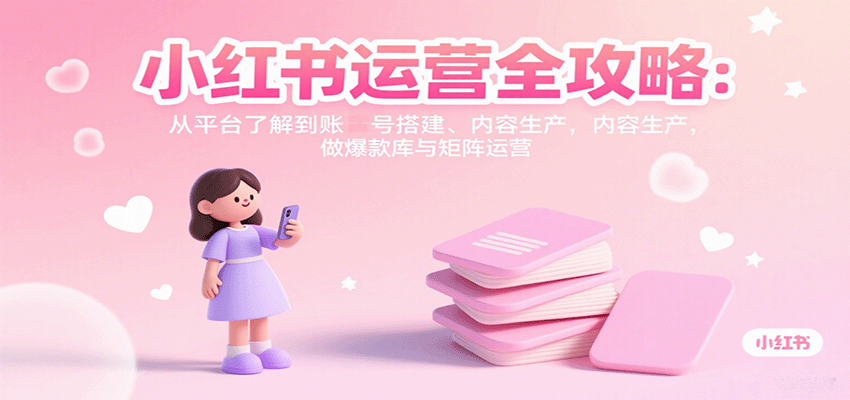 小红书运营全攻略：从平台了解到账号搭建、内容生产，做爆款库与矩阵运营-小白项目网