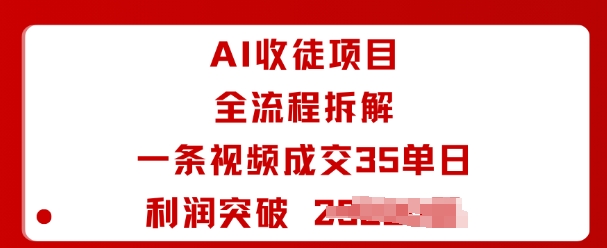 AI收徒项目全流程拆解一条视频成交35单日利润突破1k+-小白项目网