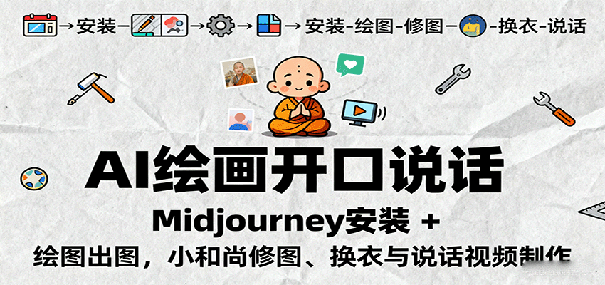AI绘画开口说话，Midjourney安装 + 绘图出图，小和尚修图、换衣与说话视频制作-小白项目网