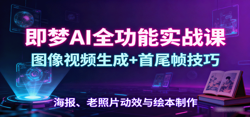 即梦AI全功能实战课：图像视频生成+首尾帧技巧，海报、老照片动效与绘本制作-小白项目网
