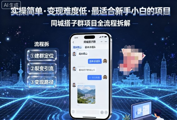 实操简单，变现难度低，最适合新手小白做的项目，每天轻松收入3张，同城搭子群项目全流程拆解-小白项目网
