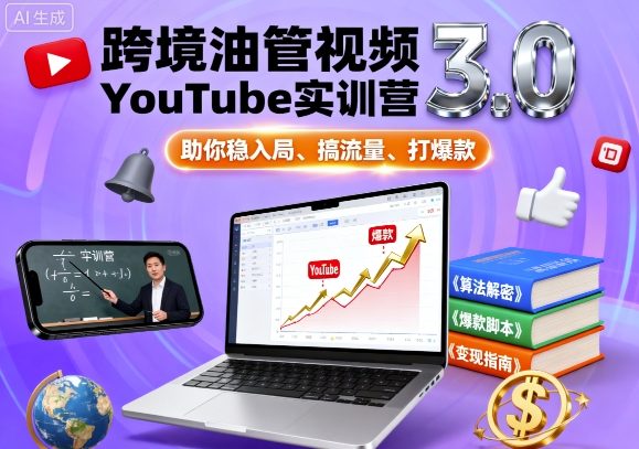 跨境油管视频YouTube实训营3.0，助你稳入局、搞流量、打爆款-小白项目网