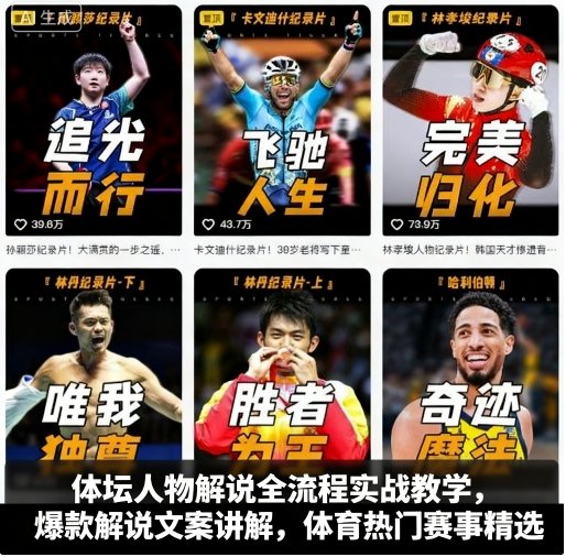 体坛人物解说全流程实战教学，爆款解说文案讲解，体育热门赛事精选-小白项目网