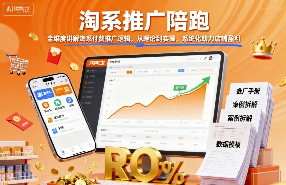 淘系推广陪跑，全维度讲解淘系付费推广逻辑，从理论到实操，系统化助力店铺盈利-小白项目网