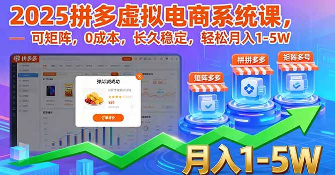 2025拼多多虚拟电商系统课，可矩阵，0成本，长久稳定，轻松月入1-5W-小白项目网
