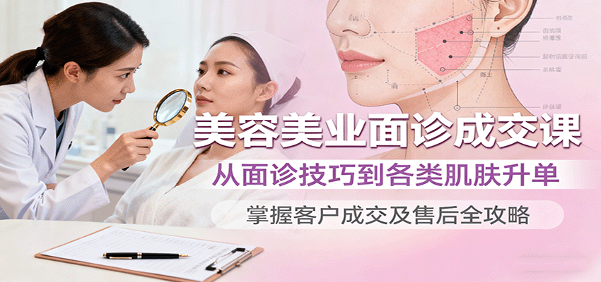 美容美业面诊成交课，从面诊技巧到各类肌肤升单，掌握客户成交及售后全攻略-小白项目网