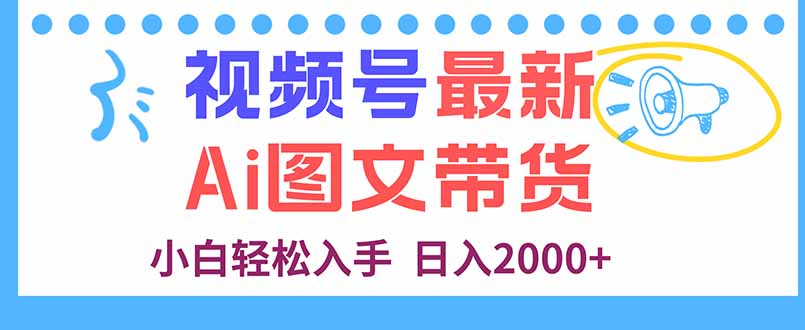 视频号最新AI图文带货，每天几分钟，小白轻松入手，日入2000+-小白项目网