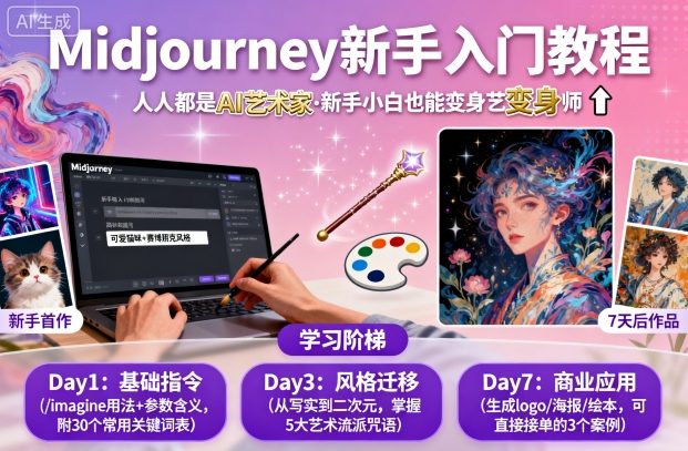 midjourney新手入门教程：人人都是AI艺术家，新手小白也能变身艺术大师-小白项目网