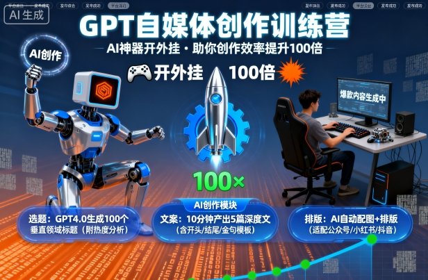 GPT自媒体创作训练营：AI神器开外挂，助你创作效率提升100倍-小白项目网