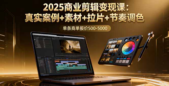 2025商业剪辑变现课：真实案例+素材+拉片+节奏调色，单条商单报价500-5000-小白项目网