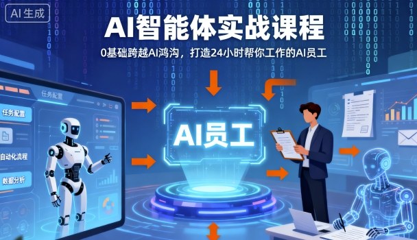 Ai智能体实战课程，0基础跨越Ai鸿沟，打造24小时帮你工作的Ai员工，打破常规，以实战定义Ai-小白项目网