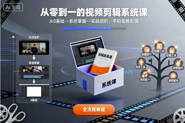 从零到一的视频剪辑系统课，从0基础–系统掌握–实战进阶，学拍视频剪辑-小白项目网