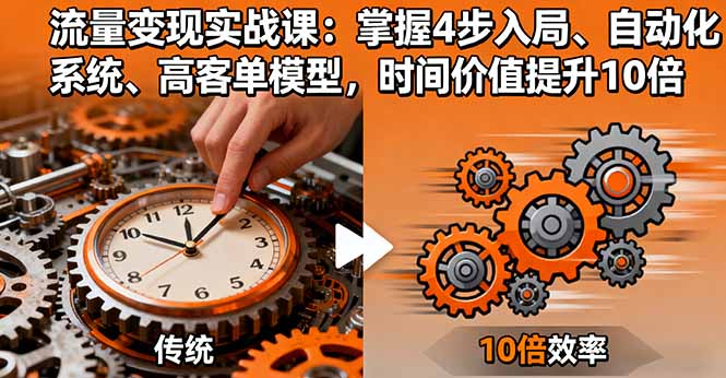 流量变现实战课：掌握4步入局、自动化系统、高客单模型，时间价值提升10倍-小白项目网