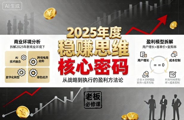 2025年度稳賺思维老板创业营，拆解2025年新商业环境下，企业实现持续盈利的核心密码-小白项目网