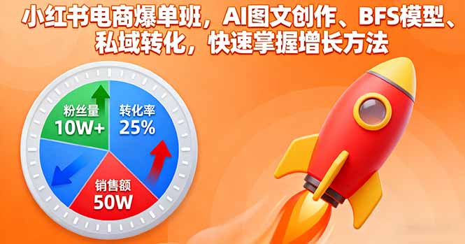 小红书电商爆单班，AI图文创作、BFS模型、私域转化，快速掌握增长方法-小白项目网