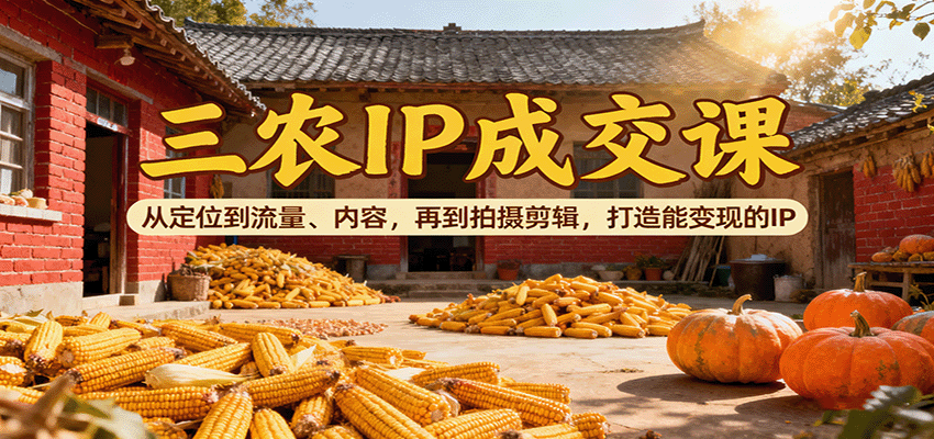 三农IP成交课：从定位到流量、内容，再到拍摄剪辑，打造能变现的IP-小白项目网
