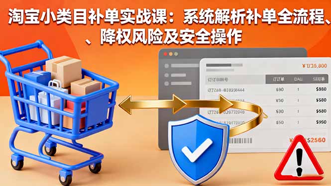 淘宝小类目补单实战课：系统解析补单全流程、降权风险及安全操作-小白项目网
