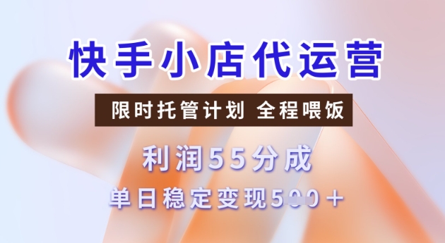 快手小店代运营3.0，模式新升级，收益55分，稳定单日5张【揭秘】-小白项目网