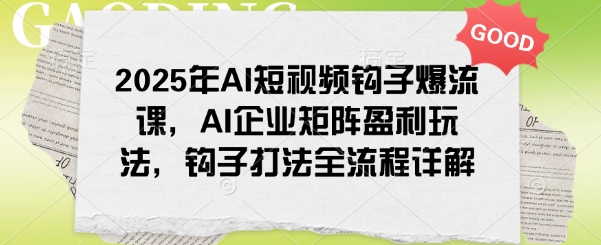 2025年AI短视频钩子爆流课，AI企业矩阵盈利玩法，钩子打法全流程详解-小白项目网